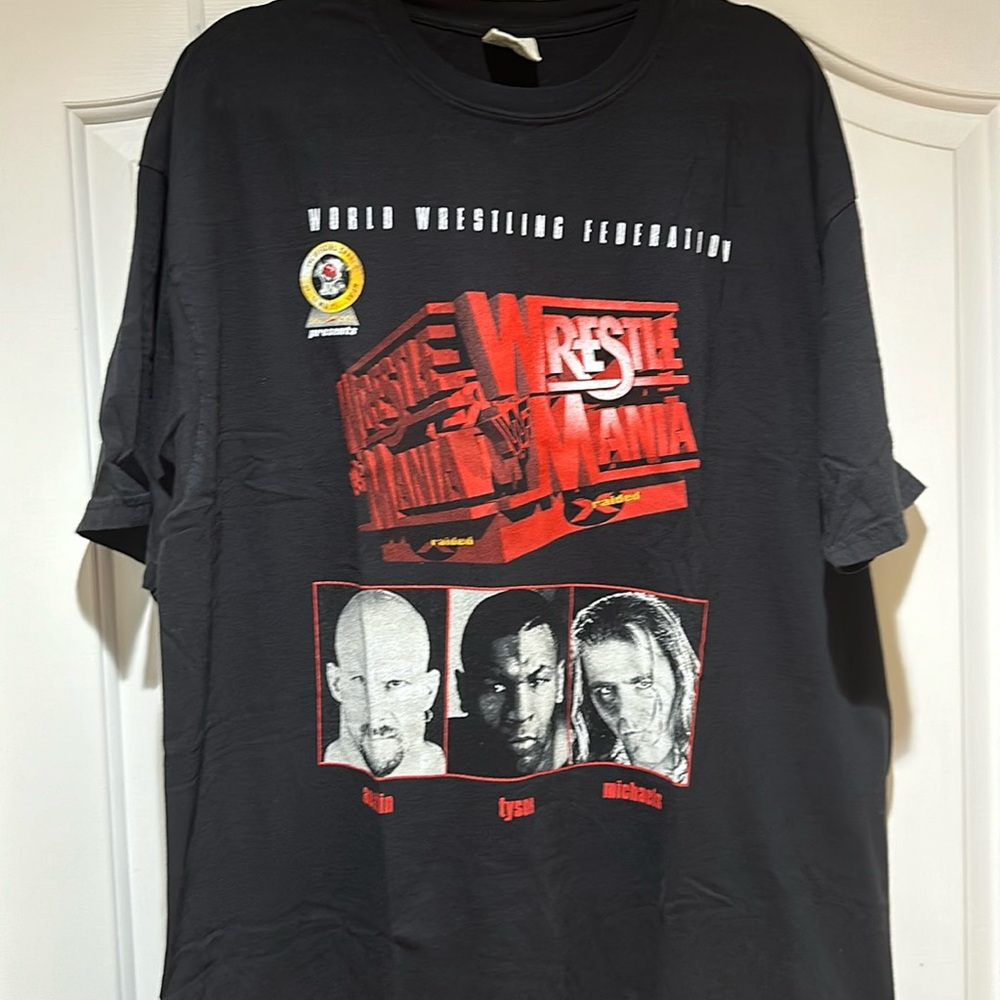 (SOLD) WWE/WWF WrestleMania 14 Stone Cold Shawn Michaels Mike Tyson shirt